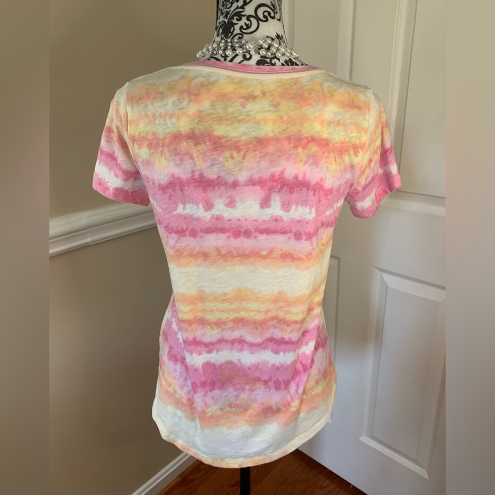 Sonoma, every day, T-shirt, tie, dye, pink and yellow, size small - Picture 3 of 6